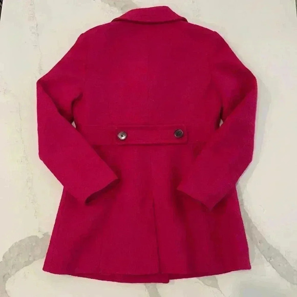 Ann Taylor Loft Magenta Pink Peacoat WoolBlend Womens 6 Outerwear Classic Preppy - Picture 7 of 7